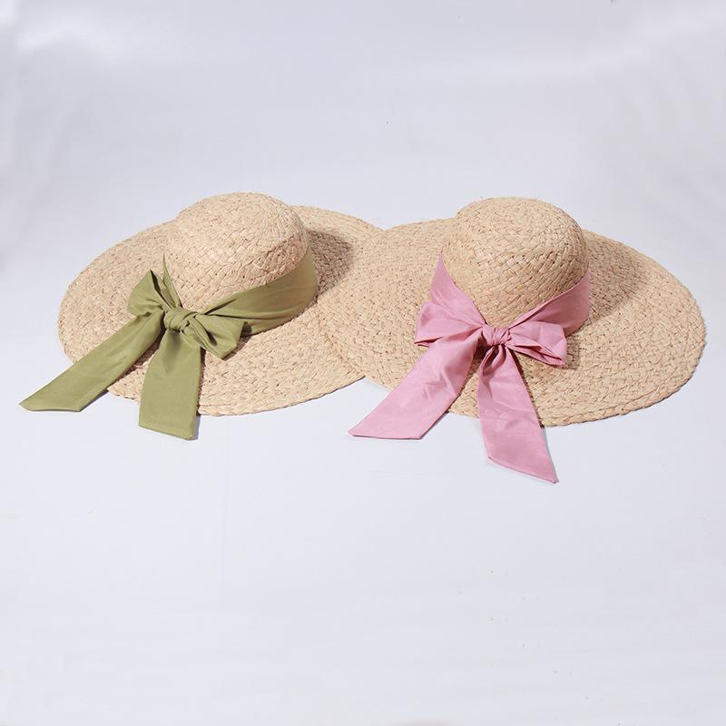 European and American fashion women's summer straw hat raffia eaves beach vacation sun hat elegant bow sun hat