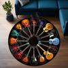 Round Black Gold Treble Clef Piano Key Musical Note Non Slip Floor Rug Music Studio Teacher Washable Indoor Living Room Bedroom Area Carpet
