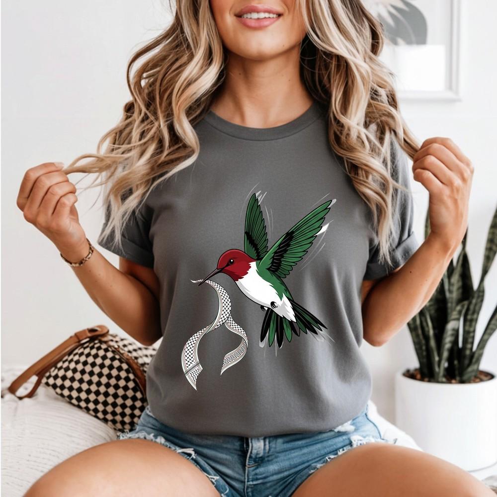 T-shirt Unisex Colibrì Palestina Keffiyeh Maglietta da Donna Pace Per La Palestina