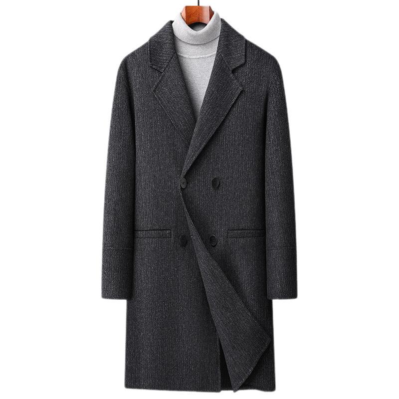 Autumn and Winter New Woolen Coat High Quality Medium and Long Men's Suit Collar Double-breasted Woolen Trench Coat