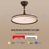 Ultra-thin Retro Chinese Ceiling Fan with Full Spectrum Light for Living and Dining Rooms