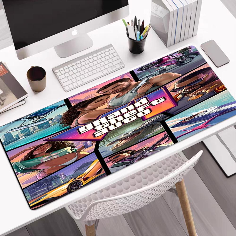 Podložka pod myš s tematikou GTA 6, Protišmyková gumová základňa, Multifunkčná kancelárska a domáca dekorácia, Perfektná na personalizáciu pracovného priestoru.