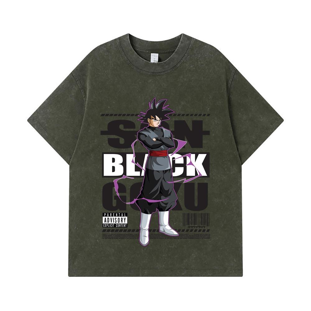 275 GSM Washed T-shirts 100 Cotton Dragon Ball V16 Black Goku Print Unisex Heavy Cotton T Shirt S армия зеленый 2190₽