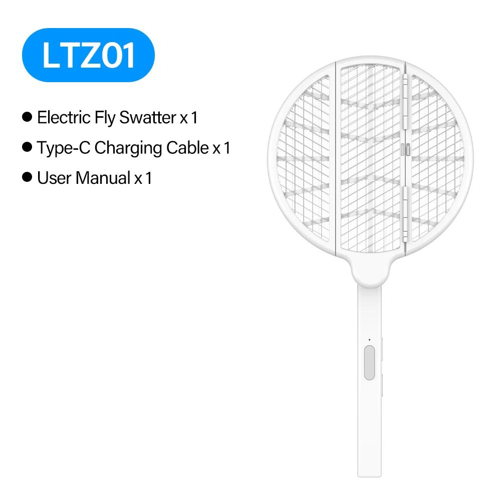 

2 In 1 Foldable Electric Mosquito Killer Fly Swatter 360° Trap Rechargeable Mosquito Racket Insect Killer Light 2500V Bug Zapper