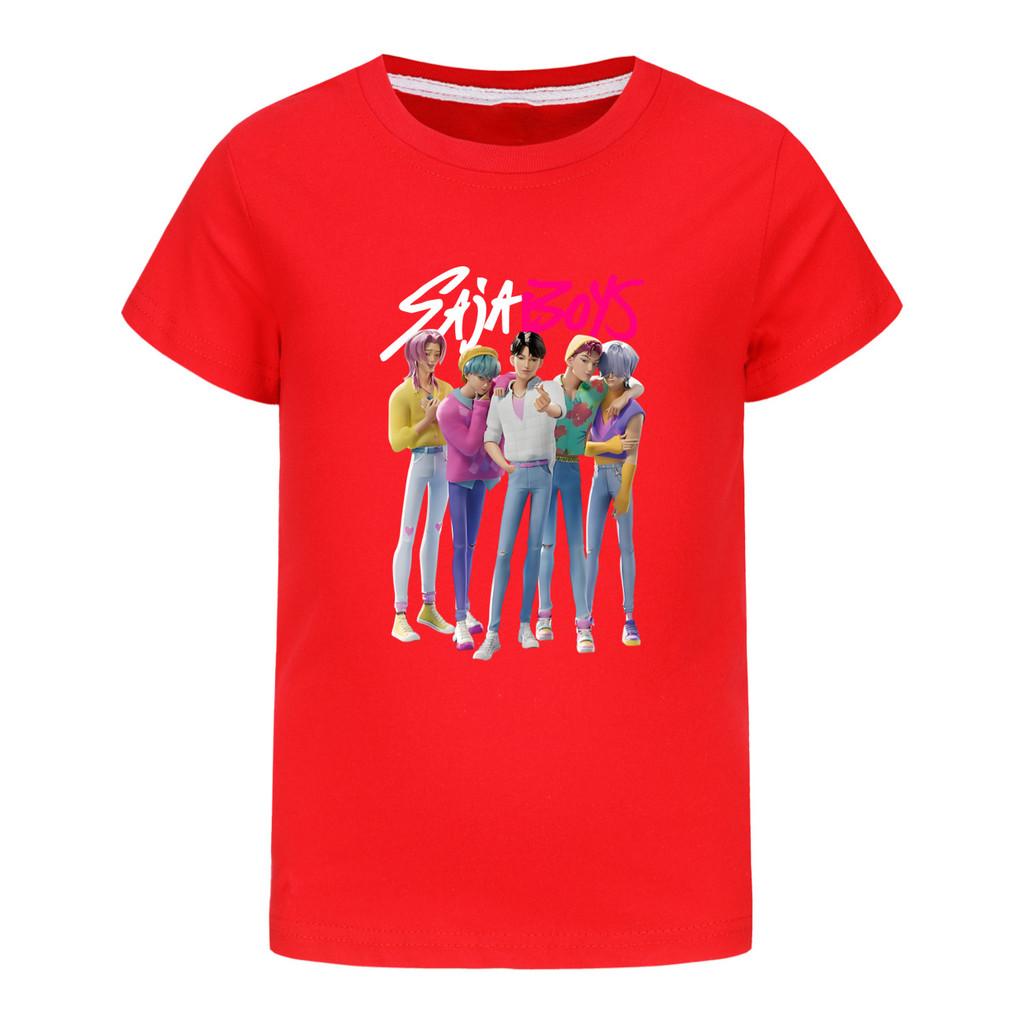 4986 Kids Girls Boys Sajaboys Rumi Mira Zoey Print Casual Cotton Short Sleeves T-Shirt