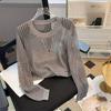 Spring Design Sense And Summer Niche Knitwear Womens Hollow Striped Hollow Knitwear Tops For Outer Wear