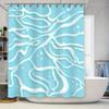 Blue White Waves Shower Curtain Waterproof Fabric For Bathroom Decorations Easy Installation Water Repellent Home Supplies