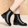 Winter new velvet thickened non-slip thick heel middle heel Martin boots side zipper warm cotton boots