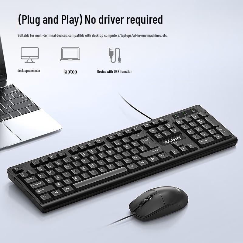Founder KM110 USB Wired Keyboard and Mouse Set
