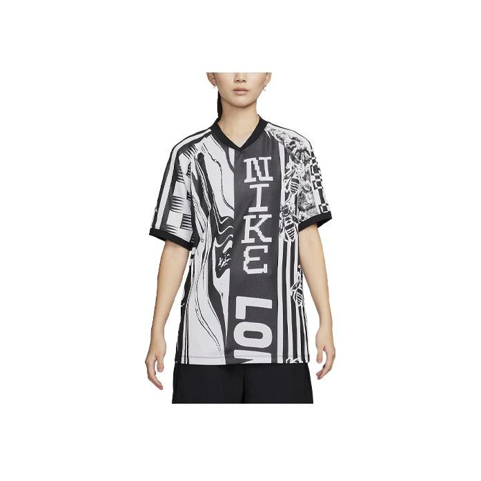 Nike Culture Of Football Graphic Print Short Sleeve T-Shirt Unisex Tops Black White FN2394-010