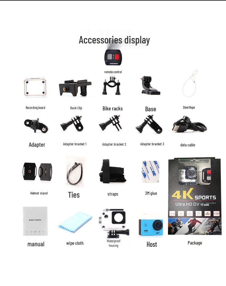 4K WiFi Action Camera with Remote Control for Diving and Outdoor Use