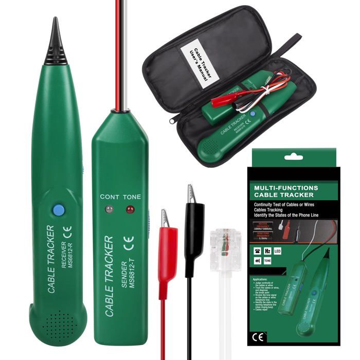 Traceur Cable, MS6812 Détecteur de Cable électrique, Traceur de Câble Portable,Testeur de Câble Téléphonique, Recherche de Ligne
