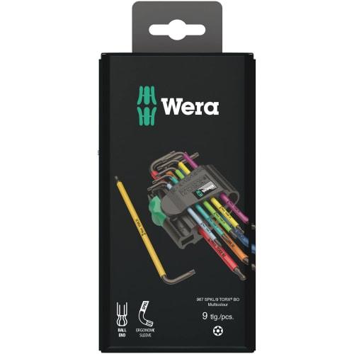 Wera 05073599001 | 967/9 TX BO Multicolor 1 SB SiS L-Shaped Torx Wrench Set, Blister Pack, 9-Piece Set [Officially Imported from Japan]