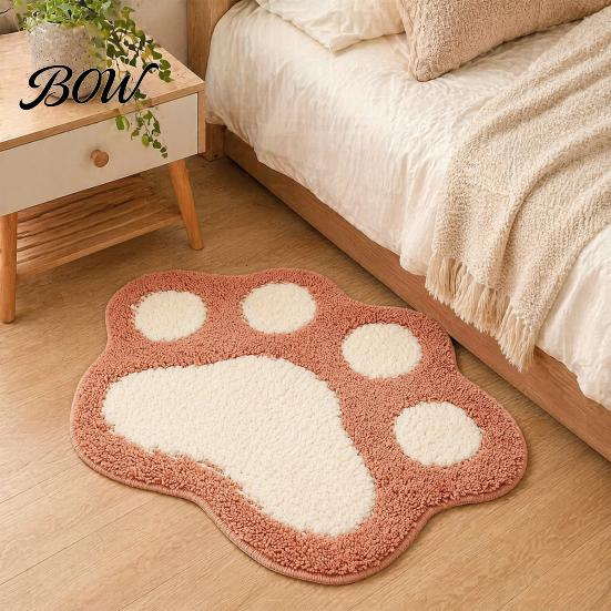 Cute Home Decor Rug Cat Paw Bath Mat, Non-Slip Soft Fluffy Rug, Absorbent Durable Bathroom Carpet Washable Area for Entrance Bedroom Anti-slip Shower