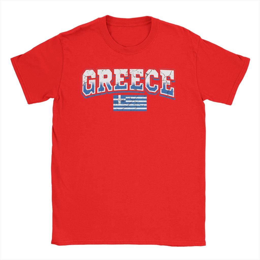 Greek Flag Greece Hellas Hellenic Men T Shirts Novelty Tees Short Sleeve Crewneck TShirts 100 Cotton Plus Size Tops