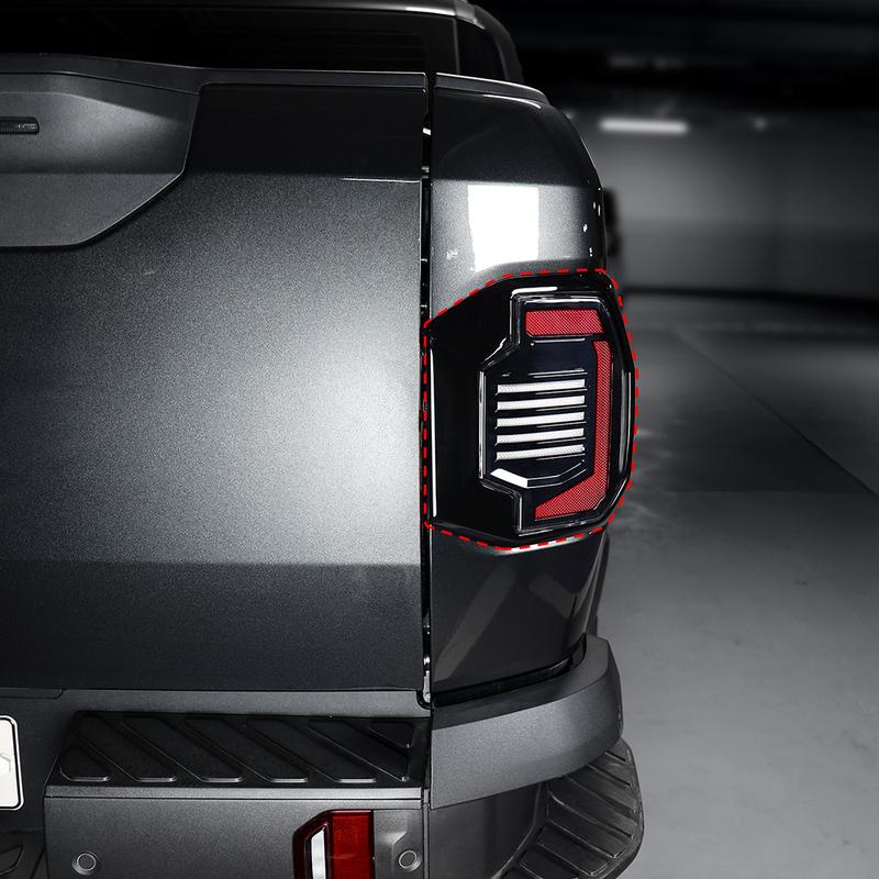 For Kia TASMAN 2025 2026 2PCS Black Carbon Fiber ABS Car Taillight Cover Trim Car Decorative Strips Accessories