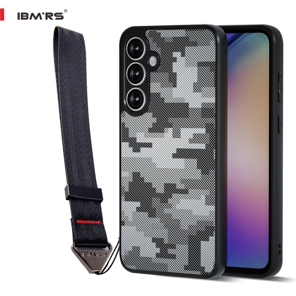 (Comes with Wrist Strap)for Samsung Galaxy A24 Case , Simple Transparent Hard Back  Shockproof  Advanced Bumper Cover Camo Black Case Casing