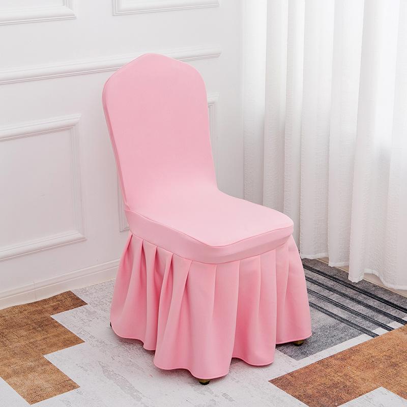 Solid Color Thick and Highly Elastic Stretch Chair Cover Wedding Pleated Skirt Style Chair Covers Suitable for Hotel Party and Banquet Decoration