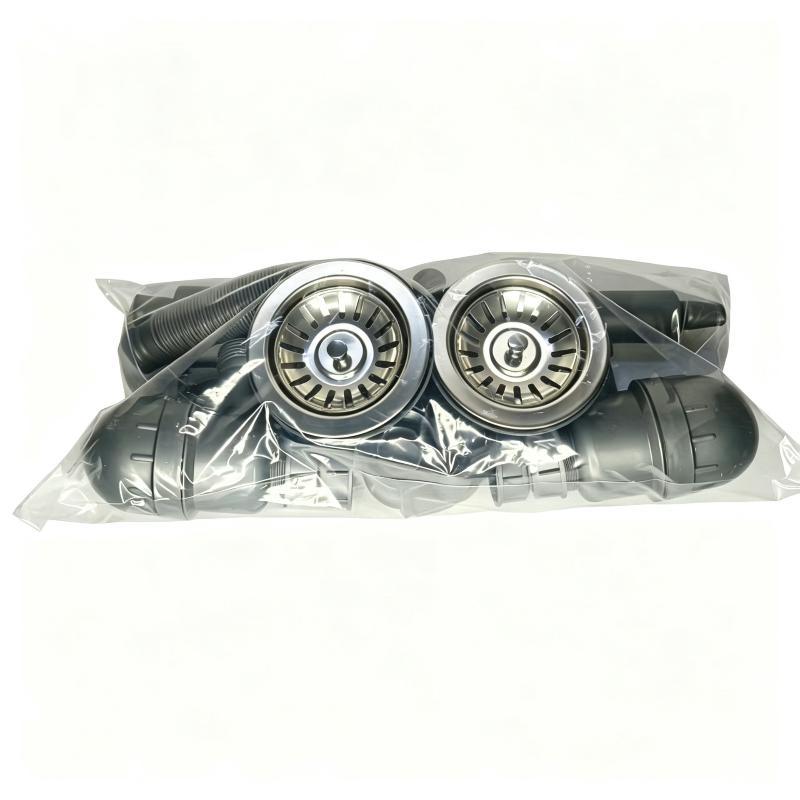 Double Bowl Kitchen Sink Drain Pipe Kit Leak Proof Anti Blocking UV Resistant Long Lifespan for Outdoor Patio Kitchen Sinks