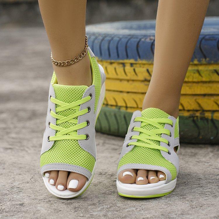 

Large size women s shoes summer fashion versatile casual fish mouth sandals cross strap platform sandals 35 зелений