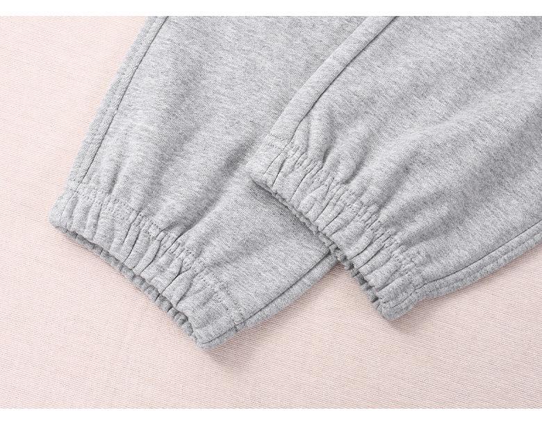 Women's Grey Cotton Fleece Sweatpants, 2025 Spring/Autumn Casual Style