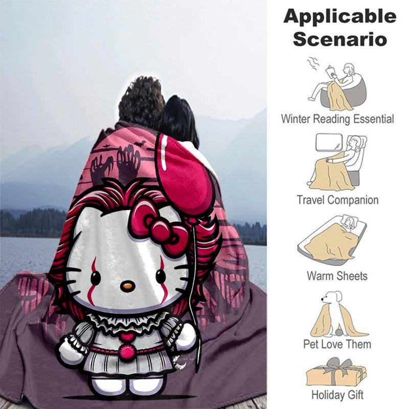 1pc Cute Cat Character Hello Kitty Blanket, Soft Warm Throw Blankets, Living Room, Travel, Camping, Car Blankets, Beach, Office Naps, Home Decor Gift