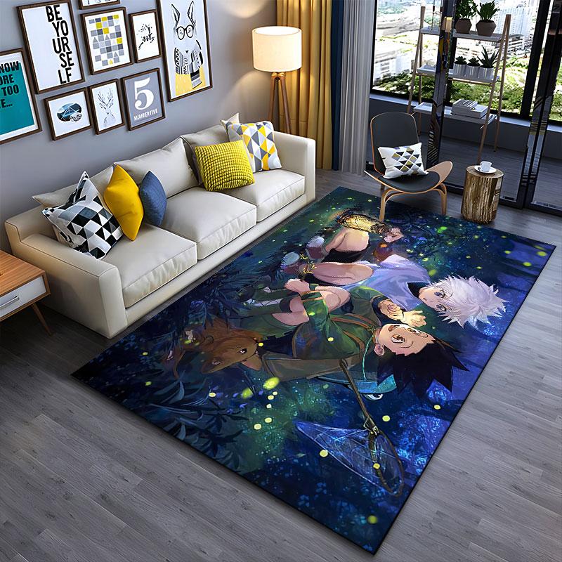 Anime Boys in Forest Adventure suitable as a non-slip mat for the living room or bedroom sofa