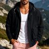 Men's Color-Block Windproof Outdoor Jacket with Removable Hood, for Hiking and