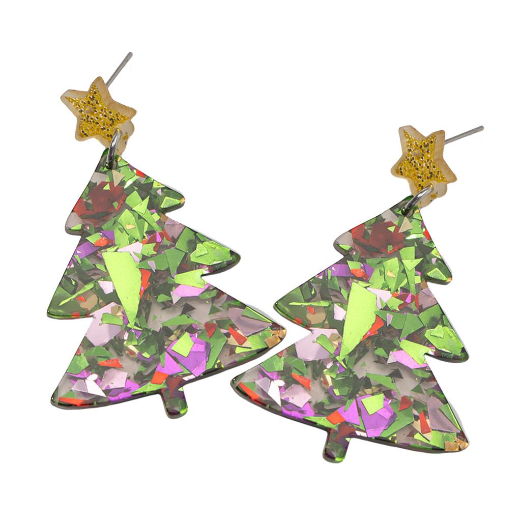 Christmas Tassel Dangle Earrings Acrylic Texture Festival Jewelry Fashion Pendant Earrings Present for Women and Girls