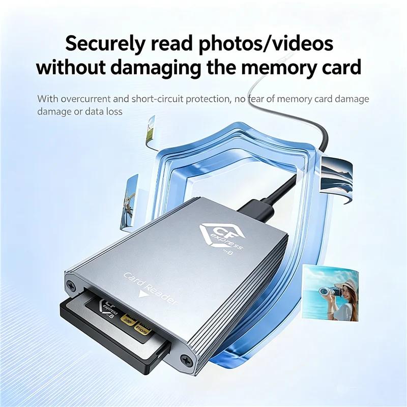 10Gbps CFexpress Type B Card Reader USB3.2 Gen2 Adapter Portable Type A-C CF Express B Card Reader for Windows XP MAC OS for SLR