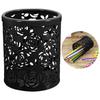 Creative Hollow Rose Pattern Pen Pot Holder Fashion Desktop Pen Cup Makeup Brush Container Aesthetic Desk Organizer For School
