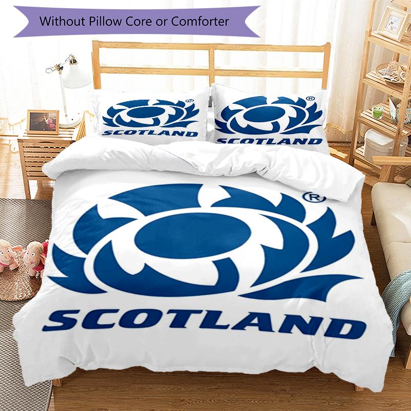 3pcs Scotland Rugby Bedding Set Duvet Cover Closure Includes 1 Duvet Cover & 2 Pillowcases, Soft and Comfortable for All Seasons.
