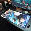 Gaming Mouse Pad Large Desk Mat Antislip Base Stitched Edges Cool Blue Anime Cat Girl Print for Gaming  Office Desk Use