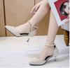 35-44 Plus Size Women's Shoes Versatile Slim Heel Sandals Buckle High Heels Shoes Mature Fashion Party Footwear Chaussure Femme