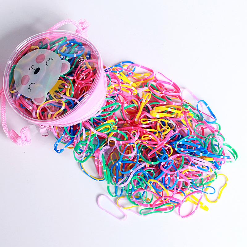 Mini Elastic Rubber Bands for Kids Hair Braids Little Bear Figure Bag Hair Ties