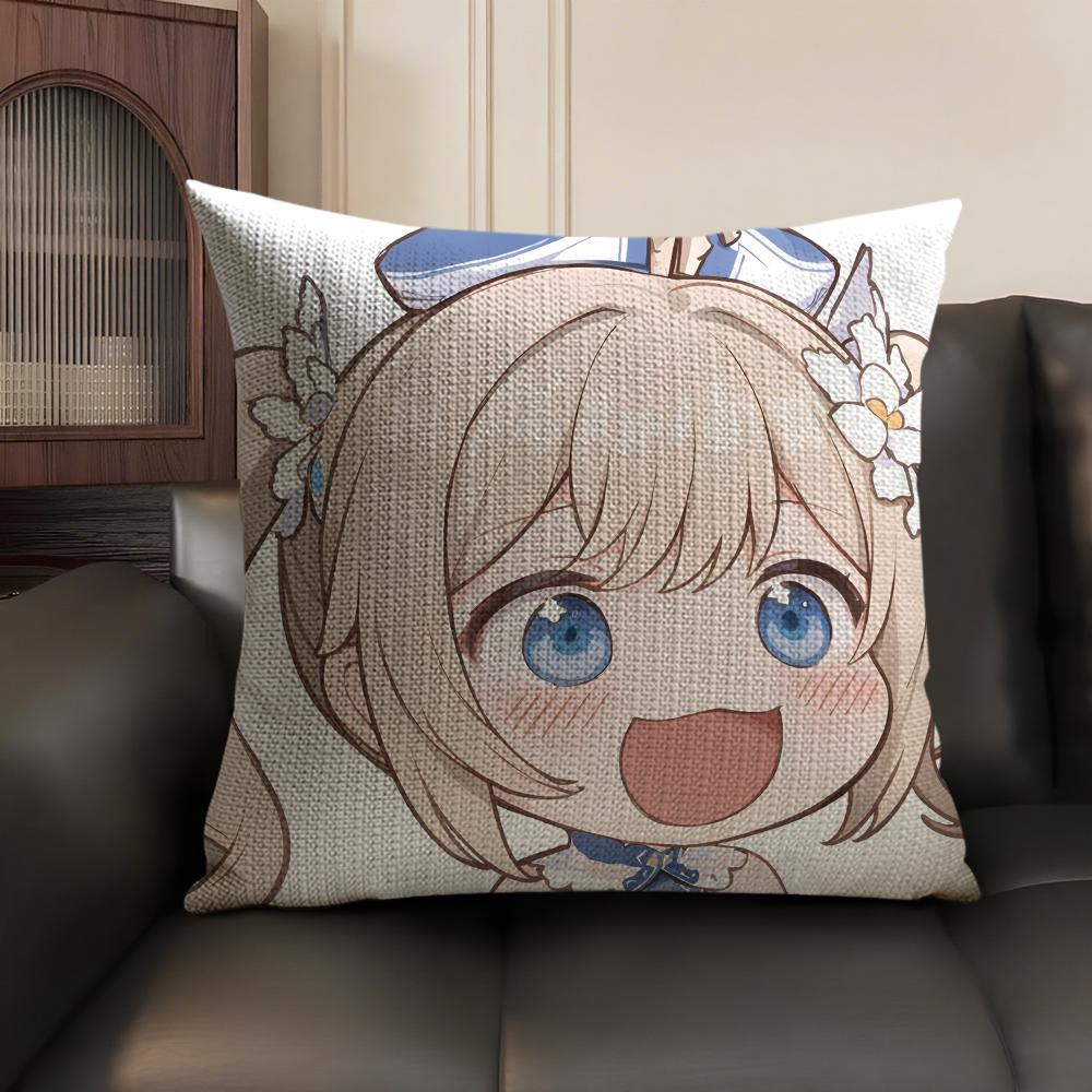 Barbara Cute Cute Genshin Impact Cushion Cover Natural Linen Organic Fabric Double-Sided Printing Sofa Home Decor Pillow Case