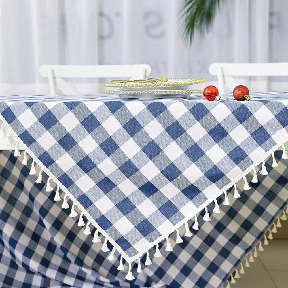 Table Decor Linen Plaid Tablecloth Pastoral Style Antifouling Table Runner Waterproof Rectangular Desk Cover Wedding