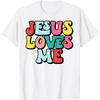 Jesus Loves Me Retro Vintage Groovy Style Men Womens T-Shirt(1)