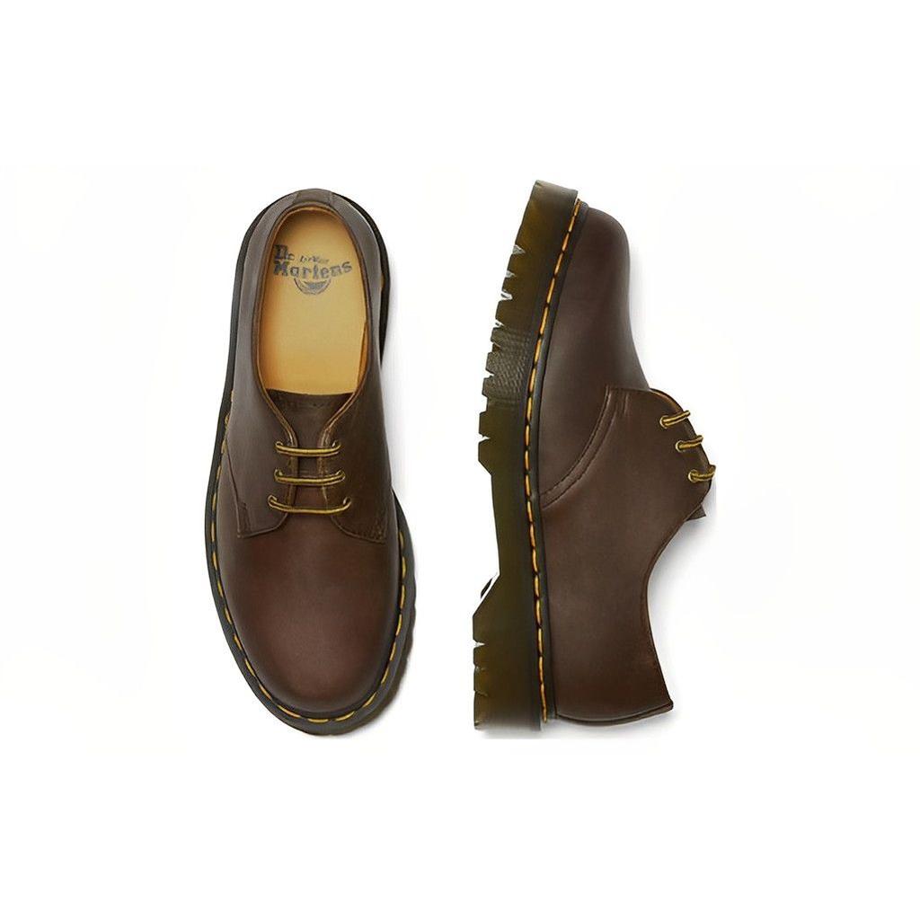 Dr. Martens 1461 Bex Series Leather Crazy Horse 3-Hole Low Top Thick Sole Shoes Unisex Shoes Dark-Brown 27899201