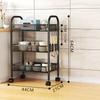 Rolling Storage Cart Layered Storage Shelves Multi Functional Movable Snack Vegetable Baskets Kitchen Shelves Black