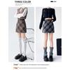 Women's High Waist Plaid Wool A-Line Skirt - Retro Style for Spring and Autumn