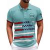 Fashionable Men's Casual Independence Day Printed Neck Short Sleeve Top