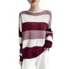 Autumn/Winter Wool Color Block Wide Stripe One-Shoulder Pullover Sweater