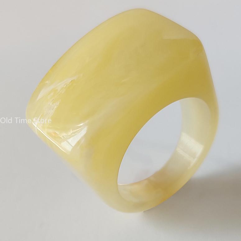 Acrylic Resin Colorful Mixed Block Ring, Unique Unisex Stylish Macrame Band for Men and Women