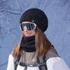 Winter outdoor warm hat scarf two-piece set fleece ear protector pullover hat women's cold-proof knitted wool hat