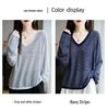V-neck Double Stripe Color-Block Sweater for Autumn/Winter Fashion