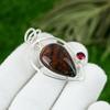 925 Sterling Silver Bloodstone Stone Rubillite Birthday Artisan Pendant Jewelry