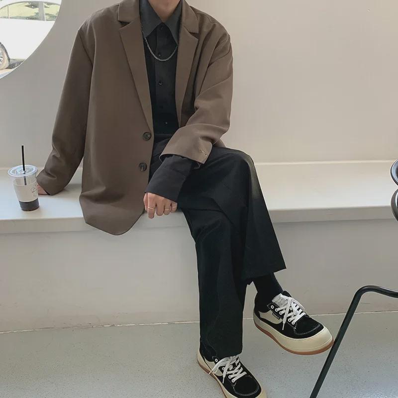 Men's Casual Loose-Fit Street Style Suit Jacket - Trendy Hong Kong & Korean Fashion