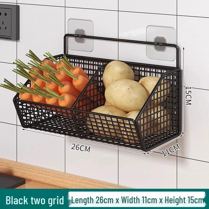 

Punch-Free Ginger Garlic Hanging Kitchen Storage Rack - Wall-Mounted Seasoning Holder