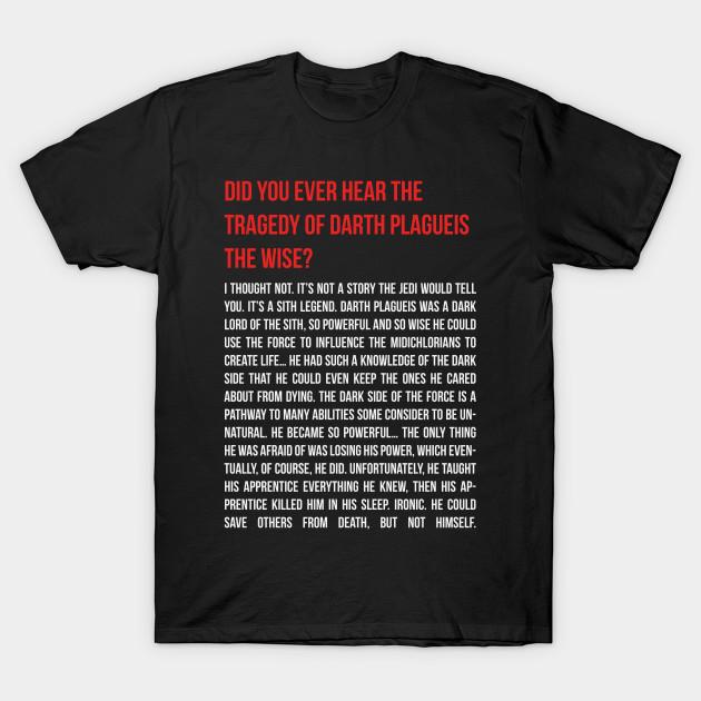 Men Black Print T-shirt The Tragedy Of Darth Plagueis No-Cut Transfer Paper Print Cotton Tshirt 2XL чёрный